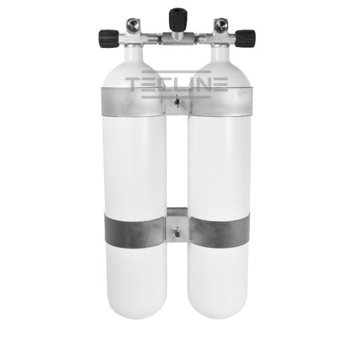 Double tank 2 x 7L, 140 mm, 232 bar, Eurocylinder, 60 mm tank bands, manifold, rubber knobs
