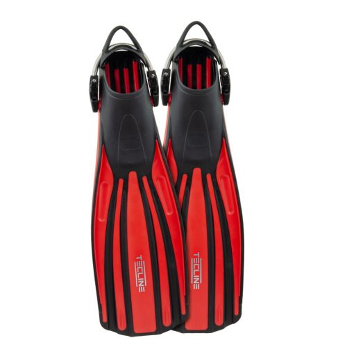 Tecline Fins RecTec with SS spring straps - red
