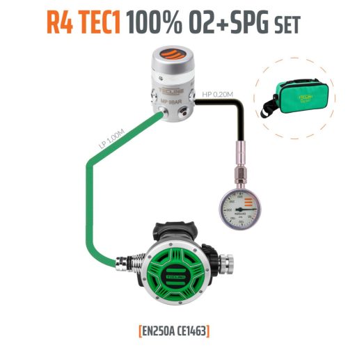 Tecline Regulator R4 TEC1 100% O2 M26x2 with SPG, stage set - EN250A